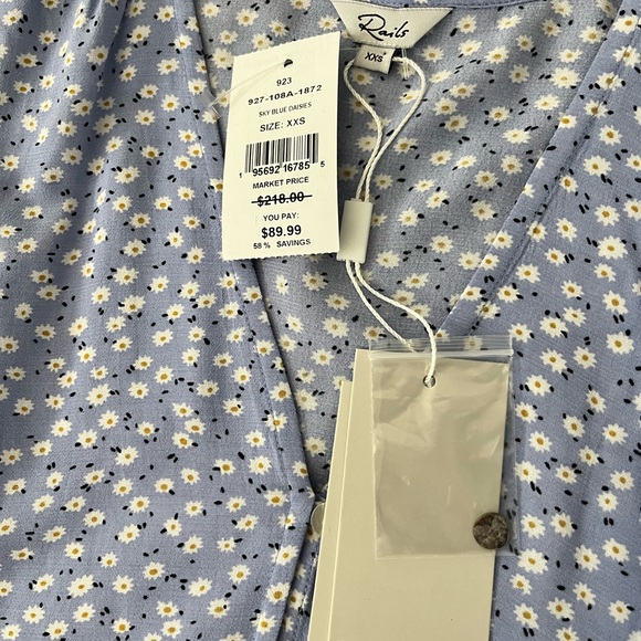 NWT Rails Kiki Dress in Sky Blue Daisies - Picture 3 of 4